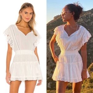 Misa Los Angeles Sakira White Eyelet Mini Dress